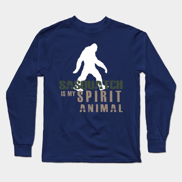 Sasquatch if my Spirit Animal Bigfoot Long Sleeve T-Shirt by DesignedForFlight